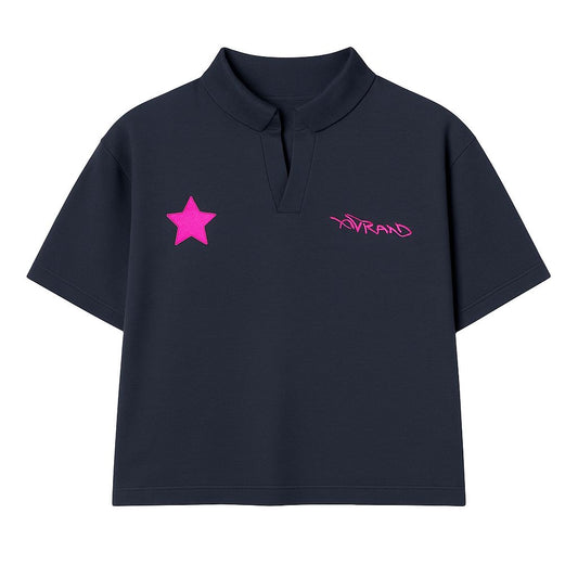 Navy Cropped Polo NVR